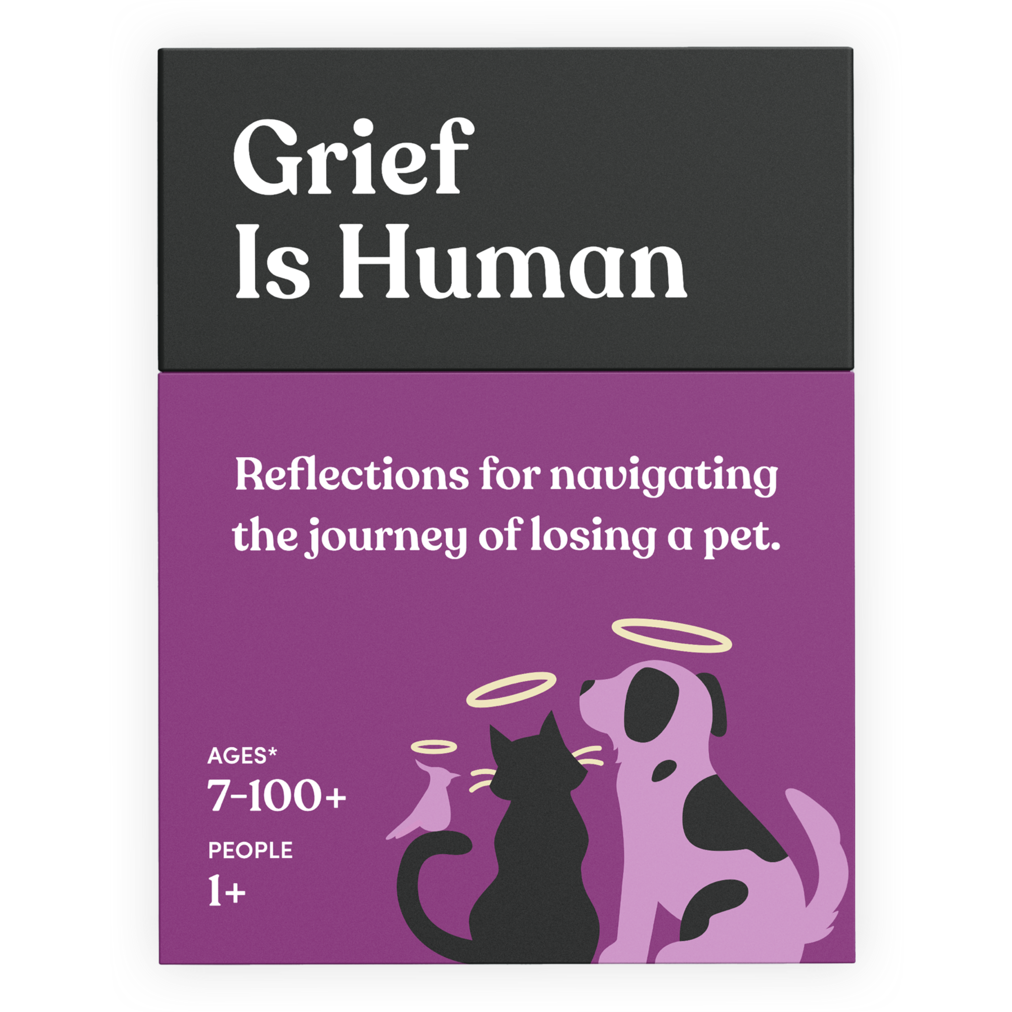 Reflection card deck titled 'Grief Is Human (Pet Edition)'
