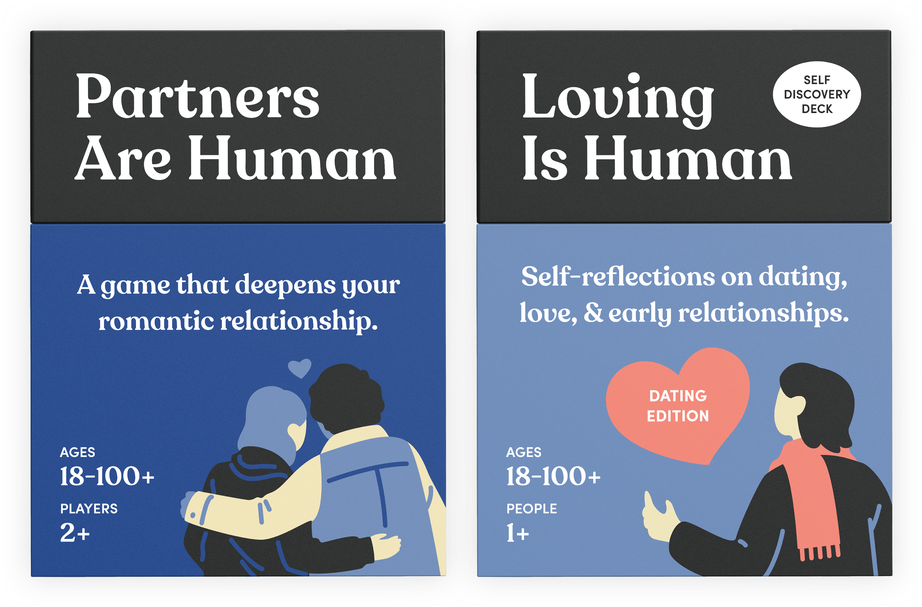 Four board games: Partners, Children, Preteens, and Teenagers Are Human.