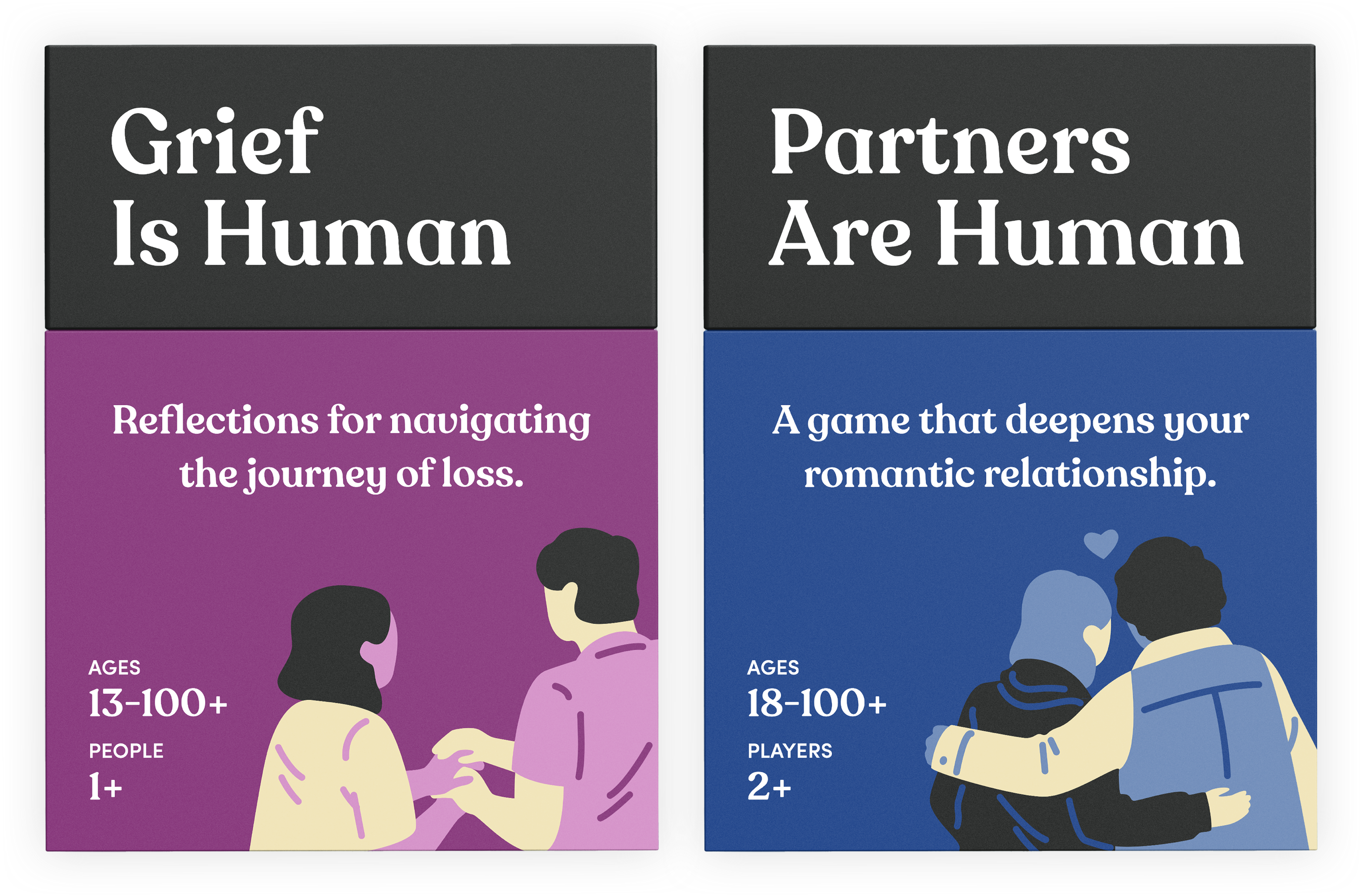 Four board games: Partners, Children, Preteens, and Teenagers Are Human.