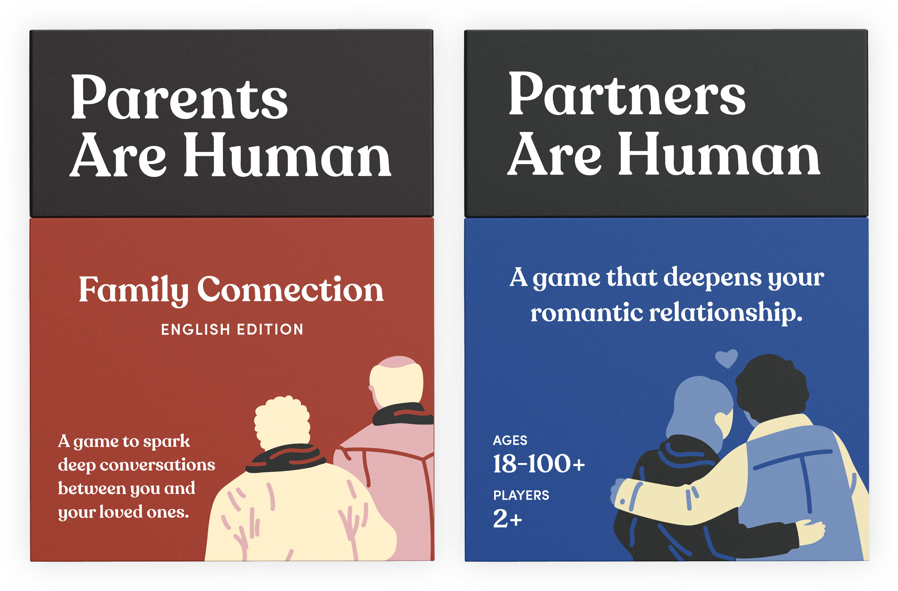 Four board games: Partners, Children, Preteens, and Teenagers Are Human.